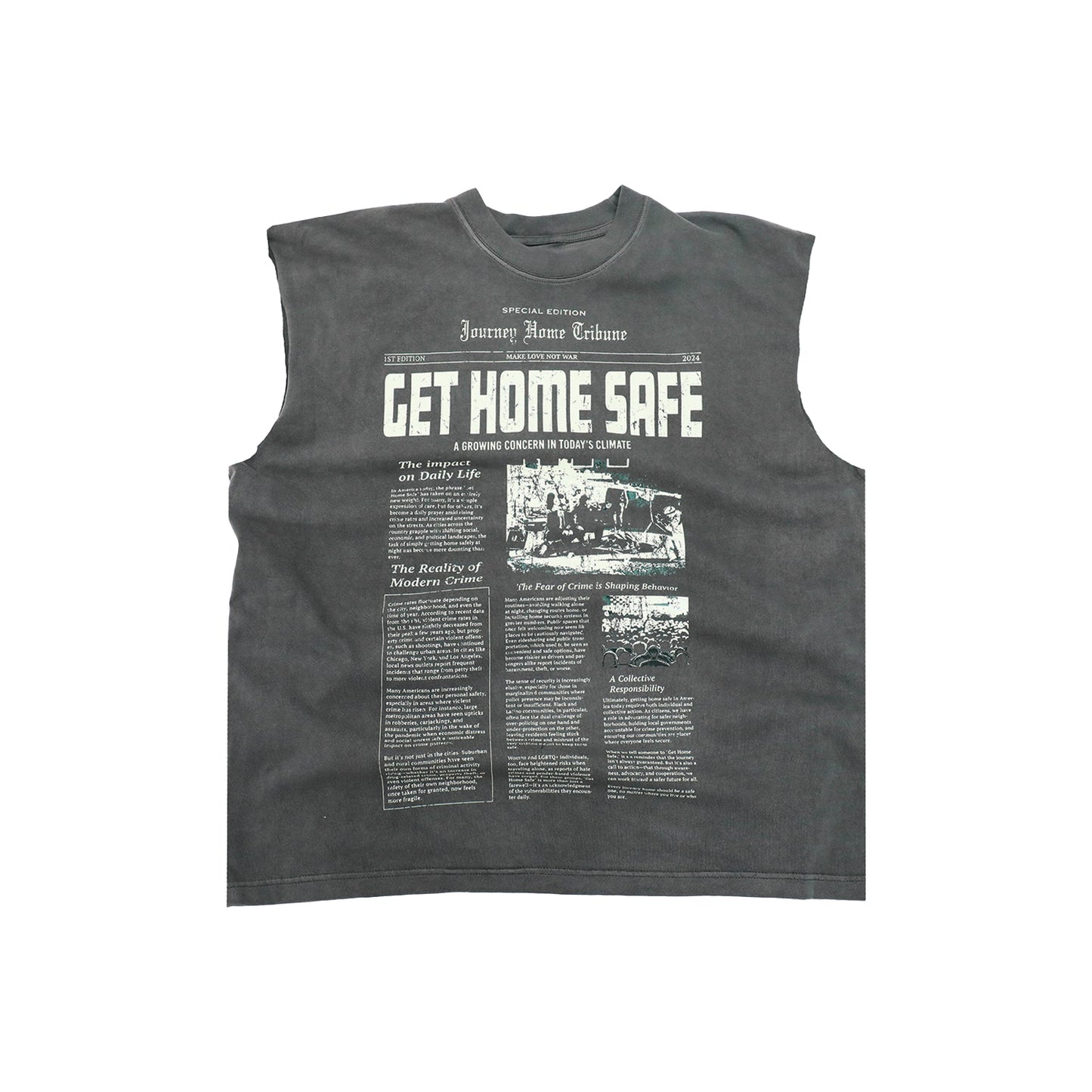 Newspaper Tee Cream & Vintage black sleeveless edition