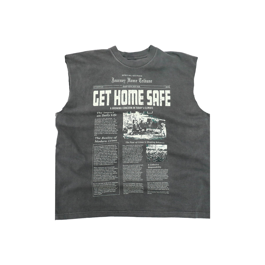 Newspaper Tee Cream & Vintage black sleeveless edition